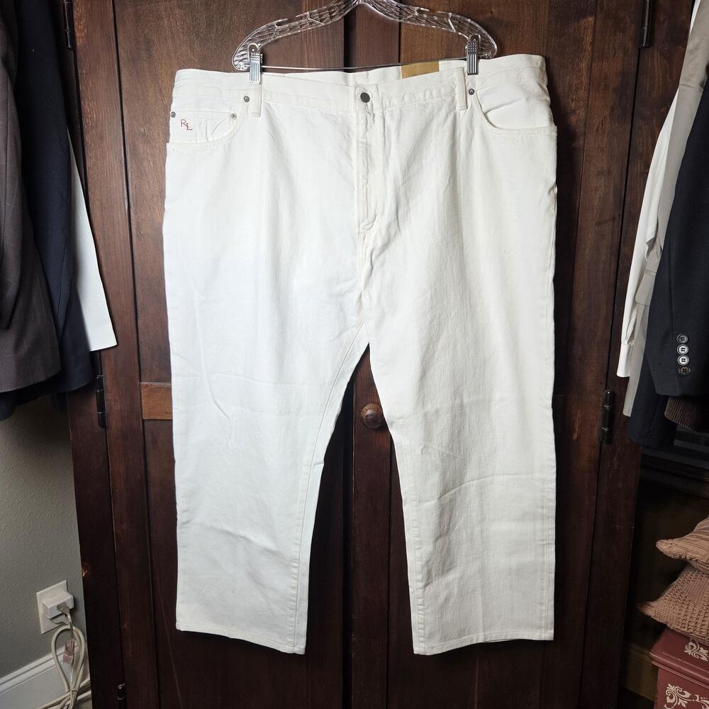 Polo Ralph Lauren Jeans Mens 48x30 White Hampton Straight Big & Tall New Tags